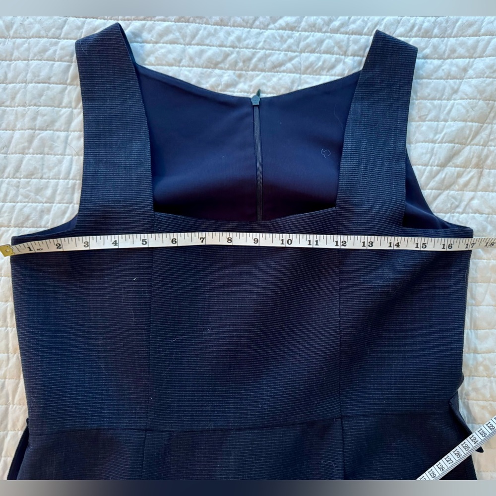 Akris Navy Blue Square-neck Sheath Dress Wool & Silk Blend Size 8 - Picture 8 of 8